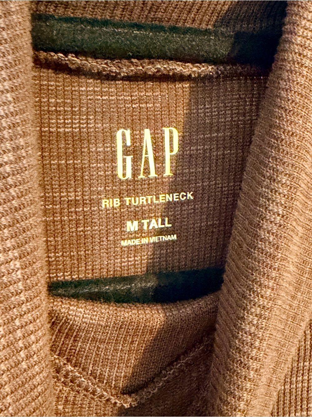 Tall Gap Ribbed Turtleneck Sweater | Slim Fit | Chocolate Brown | Medium Tall - Picture 6 of 8
